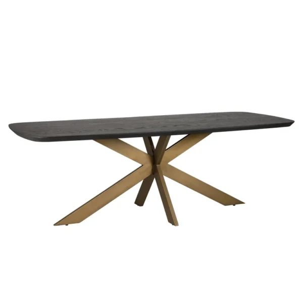Masa dining neagra/aramie din lemn de stejar Cambon