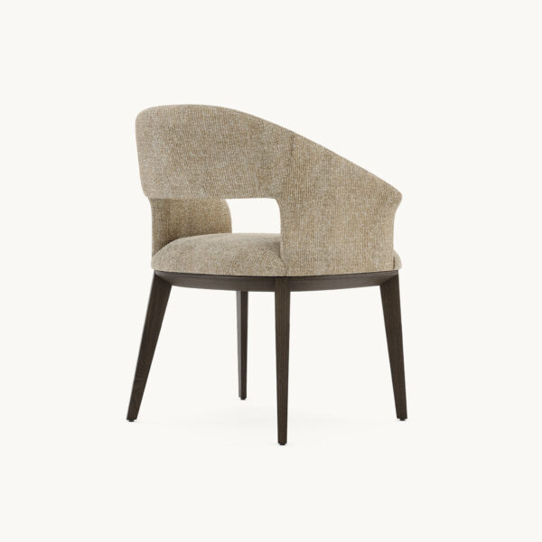 Scaun dining bej din tesatura texturata si lemn Jermain - imagine 6