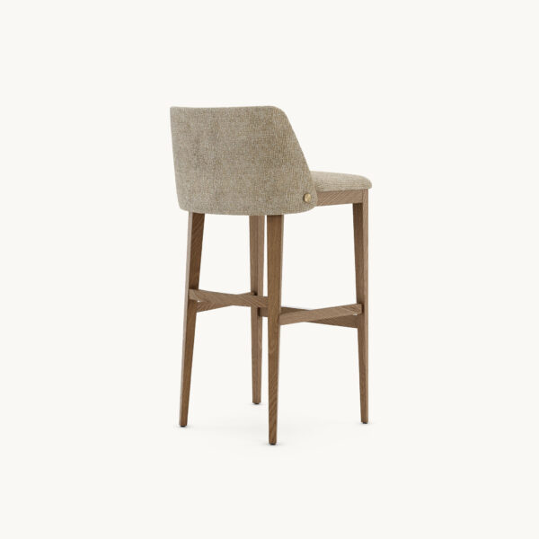 Scaun de bar bej din tesatura si lemn Louise - imagine 5