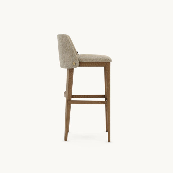 Scaun de bar bej din tesatura si lemn Louise - imagine 4