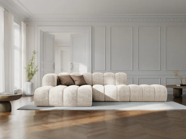 Coltar modular 3 piese bej din tesatura chenille Lupine - imagine 2