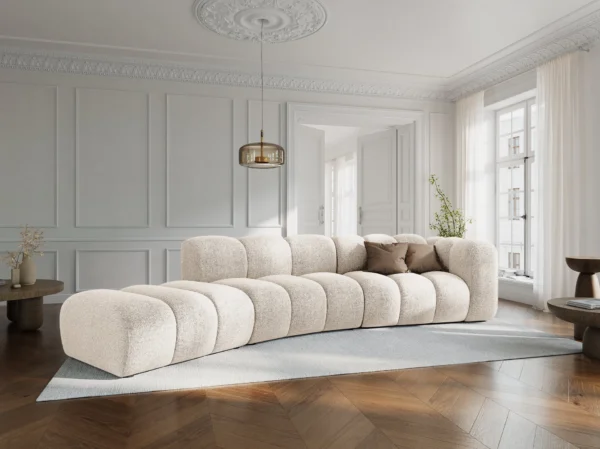 Canapea modulara bej deschis din tesatura chenille Lupine - imagine 2