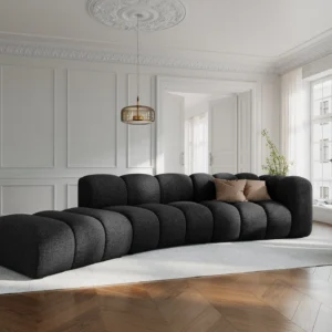 Canapea modulara neagra din tesatura chenille Lupine