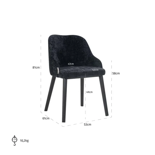 Scaun dining negru din tesatura chenille Twiggy - imagine 7