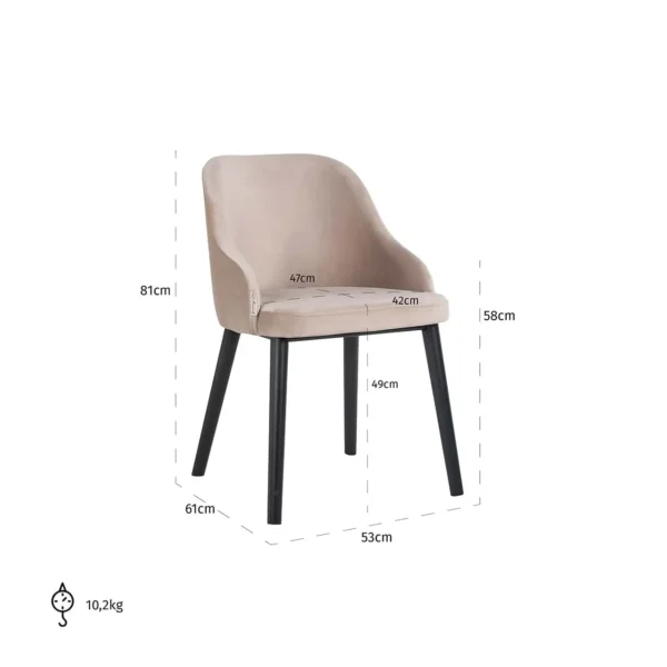 Scaun dining bej din catifea Twiggy - imagine 7