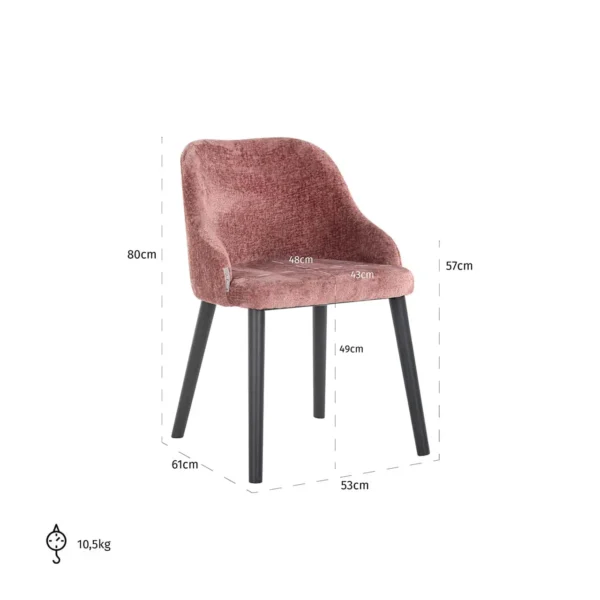 Scaun dining roz din tesatura chenille Twiggy - imagine 7