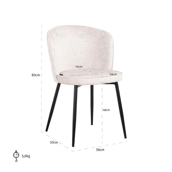 Set 2 scaune dining crem din tesatura texturata Sandy - imagine 8
