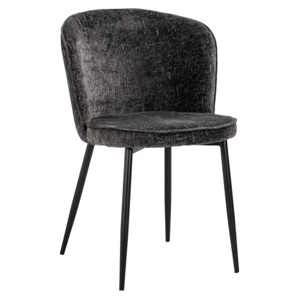 Set 2 scaune dining negru grafit din tesatura texturata Sandy - imagine 2