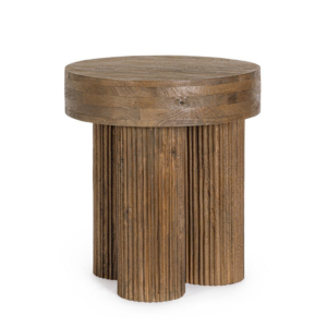 Masa laterala rotunda maro din lemn Dacca