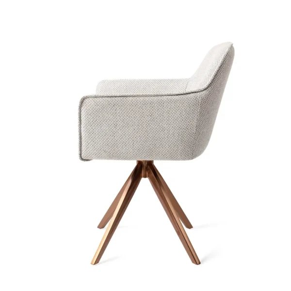 Set 2 scaune dining rotative din tesatura gri deschis/roze Hofu - imagine 4