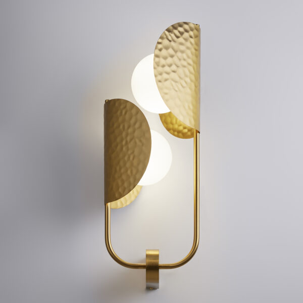Aplica de perete aurie din metal si sticla cu 2 becuri Tropic W - imagine 3