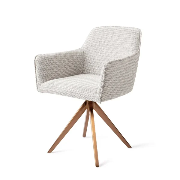 Set 2 scaune dining rotative din tesatura gri deschis/roze Hofu - imagine 2