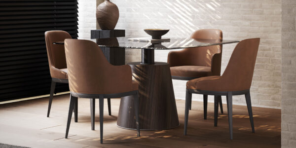 Scaun dining albastru cerneala din tesatura Anna - imagine 2