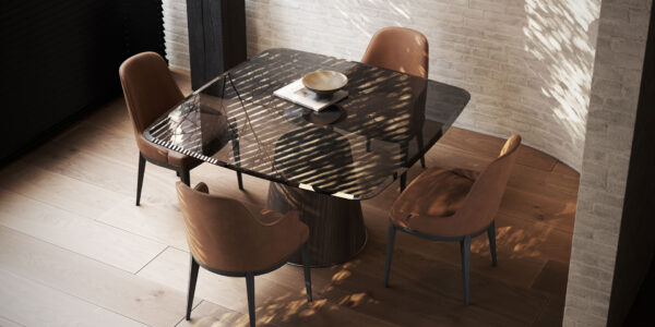 Scaun dining albastru cerneala din tesatura Anna - imagine 7