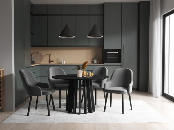 Masa dining rotunda neagra din lemn si MDF Ø145 Irene - imagine 2