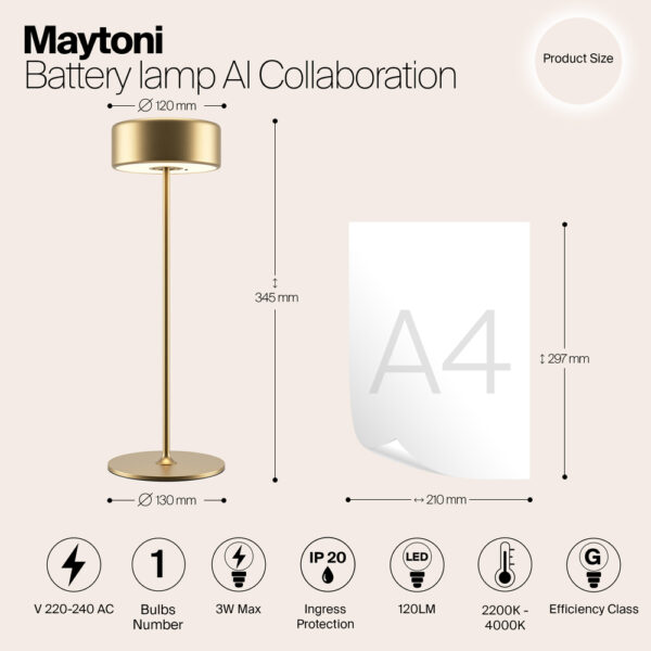 Veioza aurie cu Led din metal AI - imagine 8