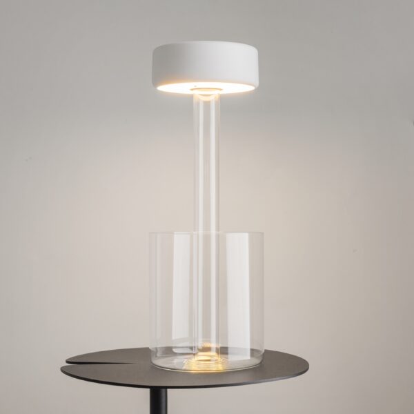 Veioza alba cu Led din metal si sticla AI Vase - imagine 3