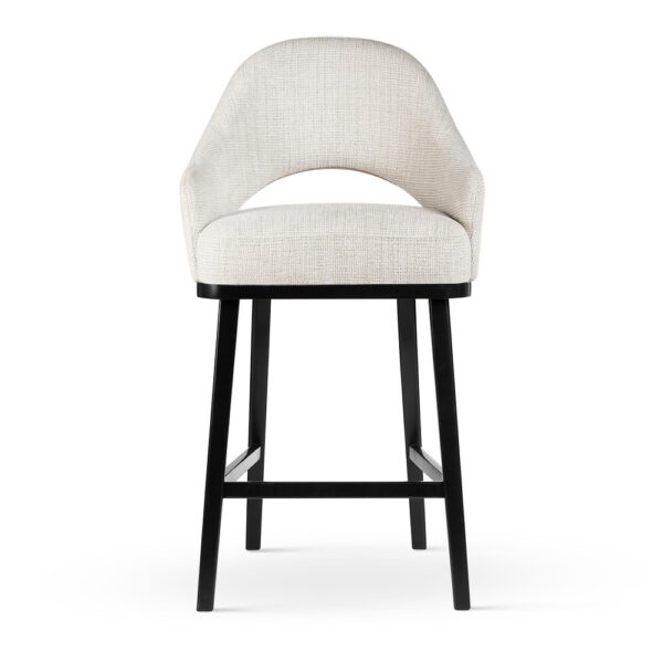 Scaun de bar crem/negru din tesatura si lemn Goda Wood - imagine 2