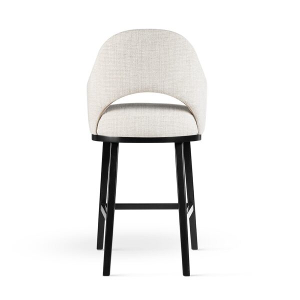 Scaun de bar crem/negru din tesatura si lemn Goda Wood - imagine 4