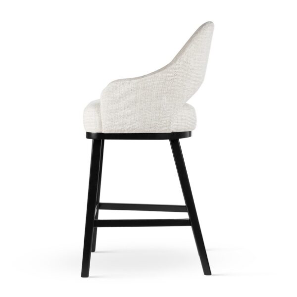 Scaun de bar crem/negru din tesatura si lemn Goda Wood - imagine 3