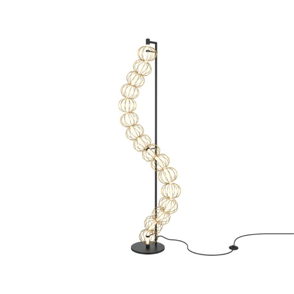 Lampadar auriu cu led din metal Double Golden Cage