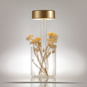 Veioza aurie cu Led din metal si sticla AI Vase