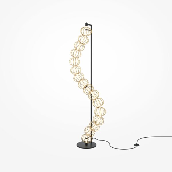 Lampadar auriu cu led din metal Double Golden Cage - imagine 9