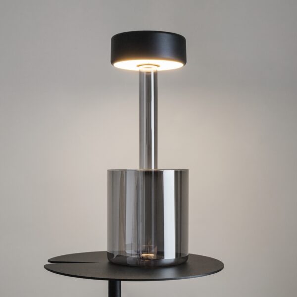 Veioza neagra cu Led din metal si sticla AI Vase - imagine 3