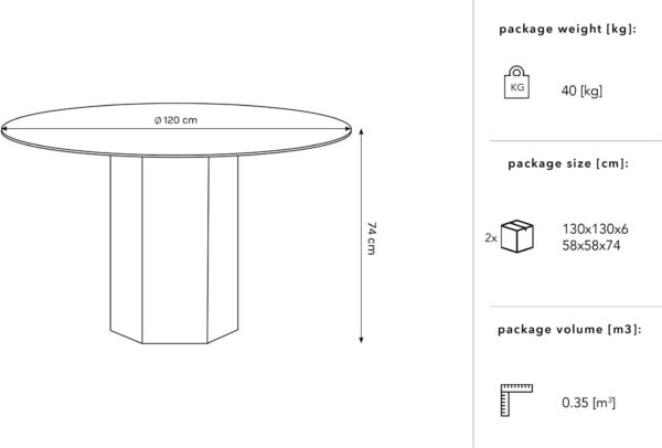 Masa dining rotunda bej natur din lemn si MDF Ø120 Roger - imagine 4