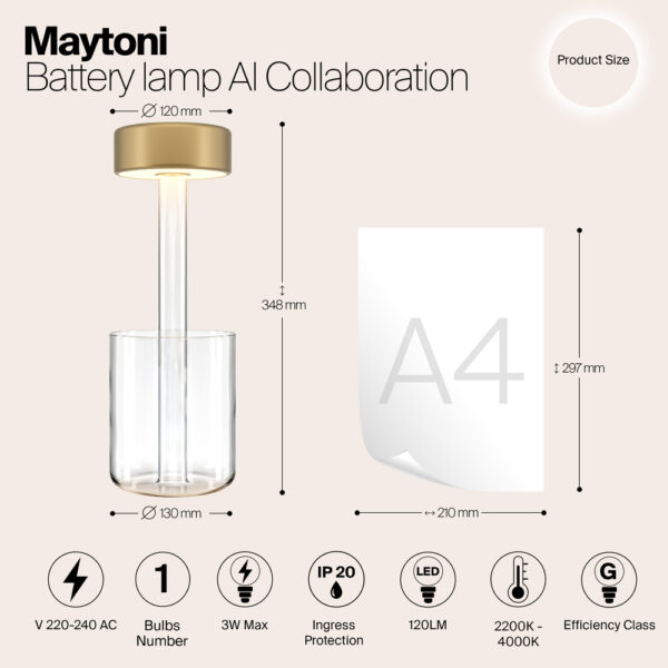 Veioza aurie cu Led din metal si sticla AI Vase - imagine 9