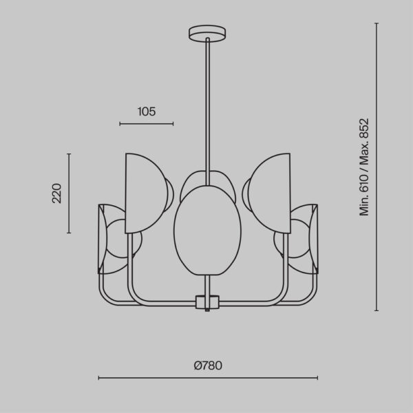 Candelabru auriu din metal si sticla cu 6 becuri Tropic - imagine 8