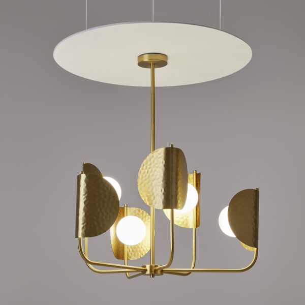 Candelabru auriu din metal si sticla cu 6 becuri Tropic - imagine 4