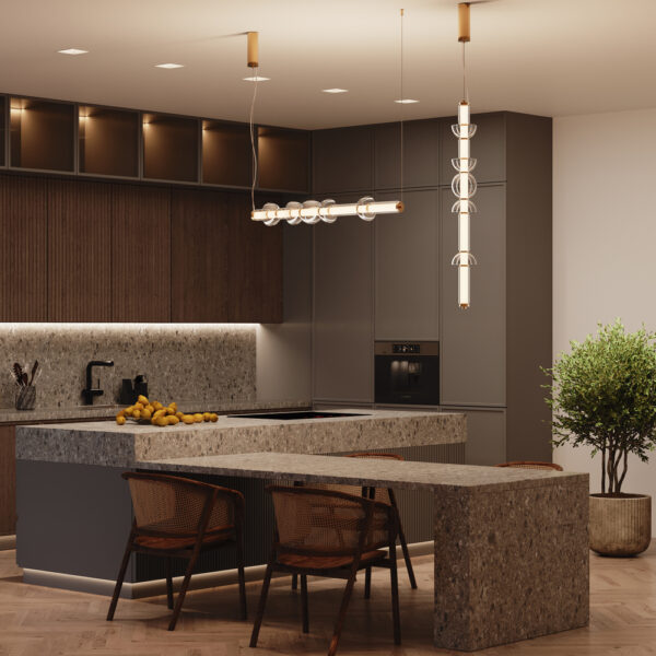 Lustra alba/aurie cu Led Cosmo - imagine 2