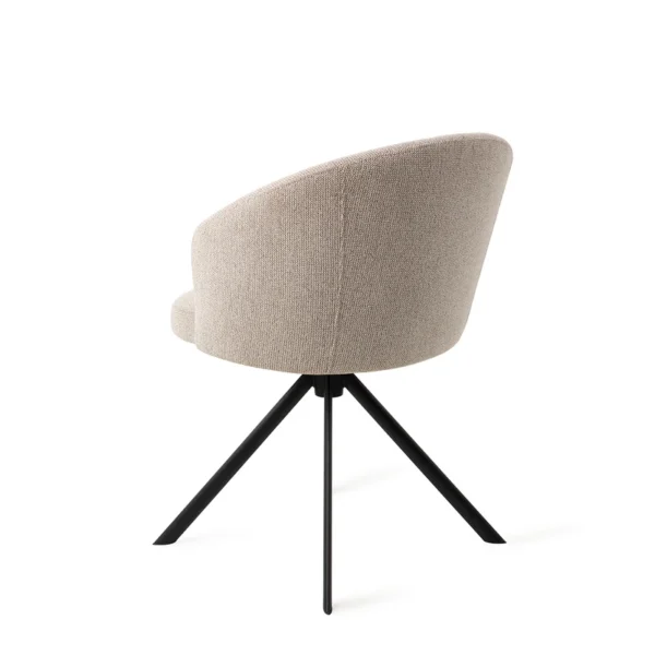 Scaun dining rotativ bej/negru din tesatura Niimi - imagine 5