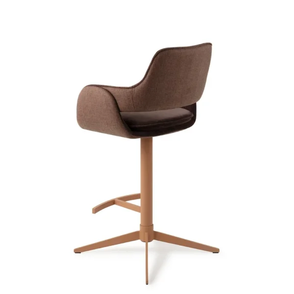 Scaun de bar rotativ maro din tesatura Oketo - imagine 3