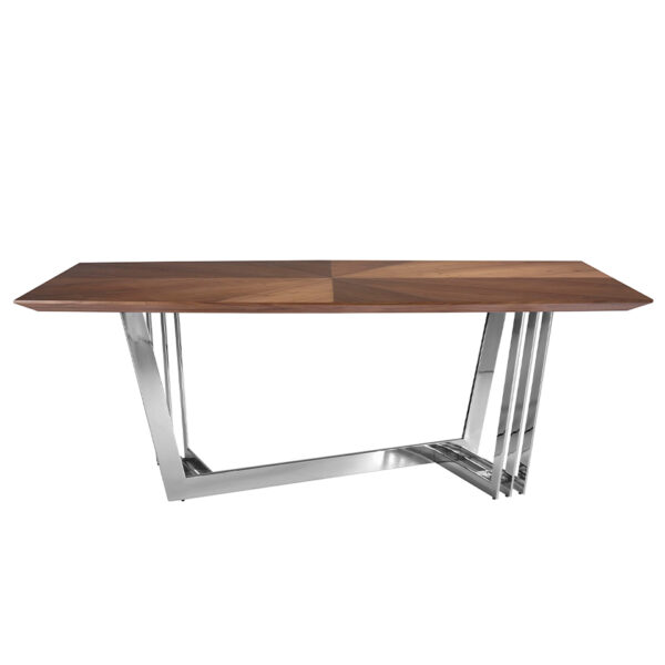 Masa dining maro/argintie din lemn de nuc Silverly - imagine 3