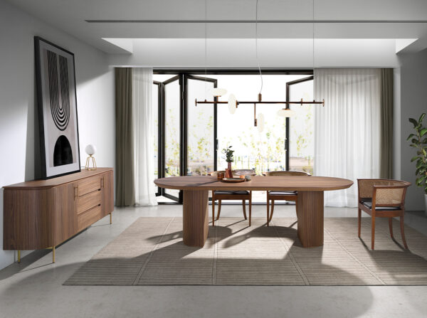 Scaun dining maro din lemn si ratan Cassidi - imagine 6