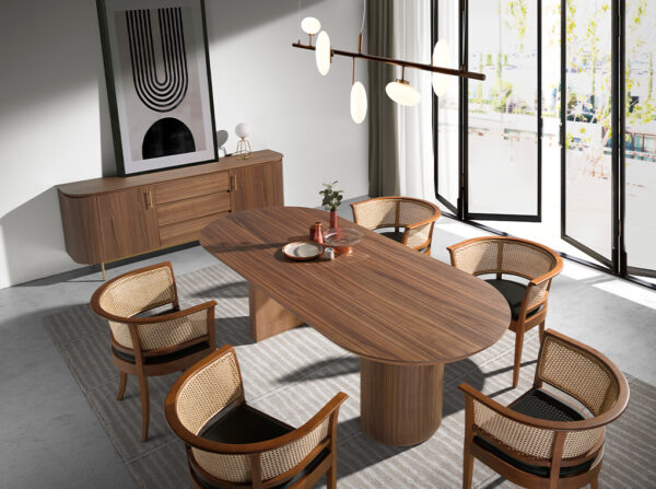 Scaun dining maro din lemn si ratan Cassidi - imagine 7