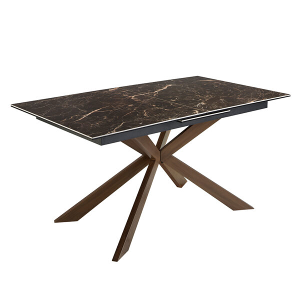 Masa dining extensibila maro din marmura si metal Grande Amore