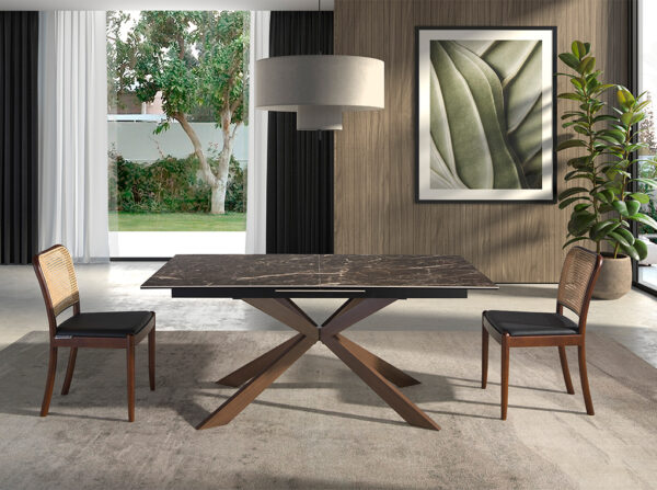 Masa dining extensibila maro din marmura si metal Grande Amore - imagine 2