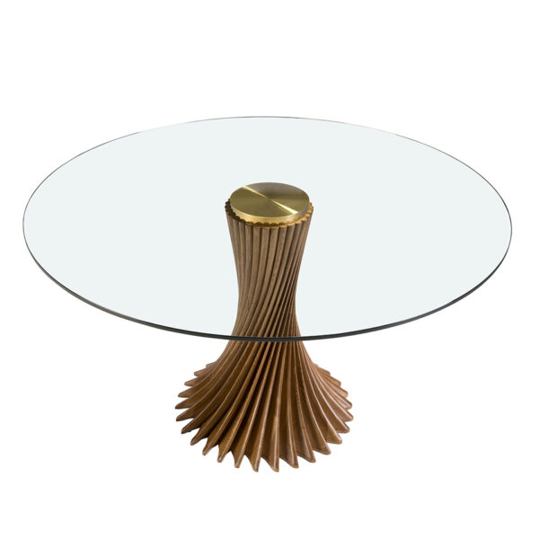 Masa dining rotunda maro din lemn Ø130 Spiral - imagine 3
