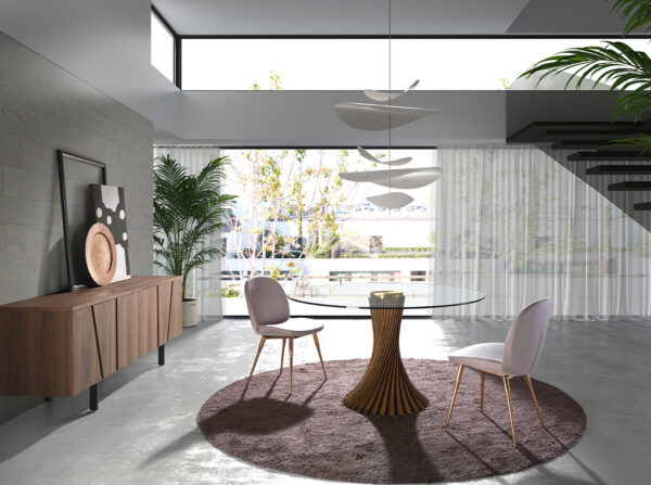 Masa dining rotunda maro din lemn Ø130 Spiral - imagine 5