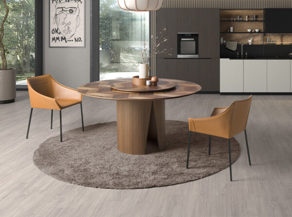 Masa dining rotunda maro din lemn Venera - imagine 2