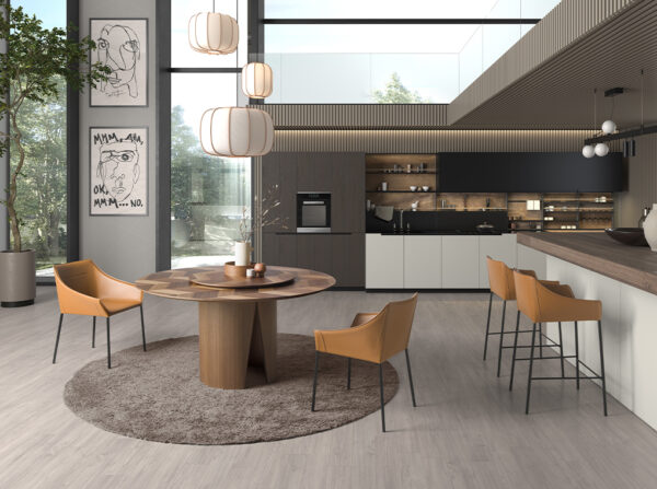 Masa dining rotunda maro din lemn Venera - imagine 4
