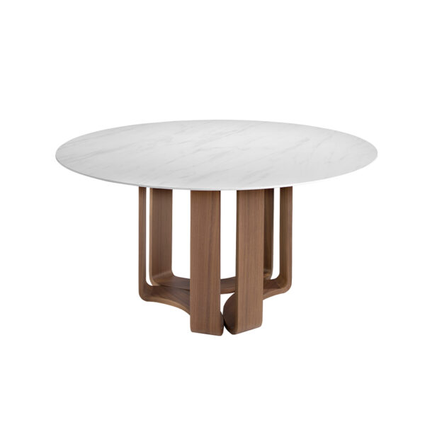 Masa dining rotunda maro/alba din lemn si portelan Dolcessa - imagine 4
