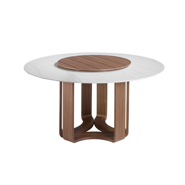 Masa dining rotunda maro/alba din lemn si portelan Dolcessa - imagine 3