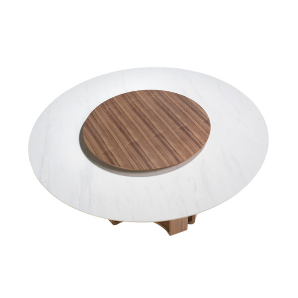 Masa dining rotunda maro/alba din lemn si portelan Dolcessa - imagine 5