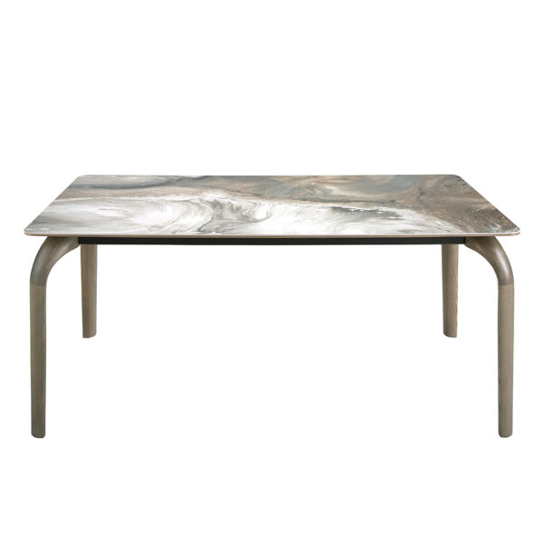 Masa dining maro/gri din lemn si portelan Windless - imagine 3