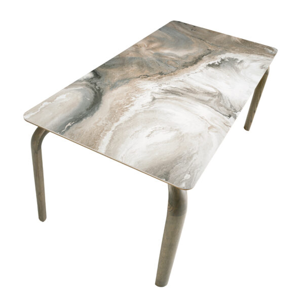 Masa dining maro/gri din lemn si portelan Windless - imagine 5