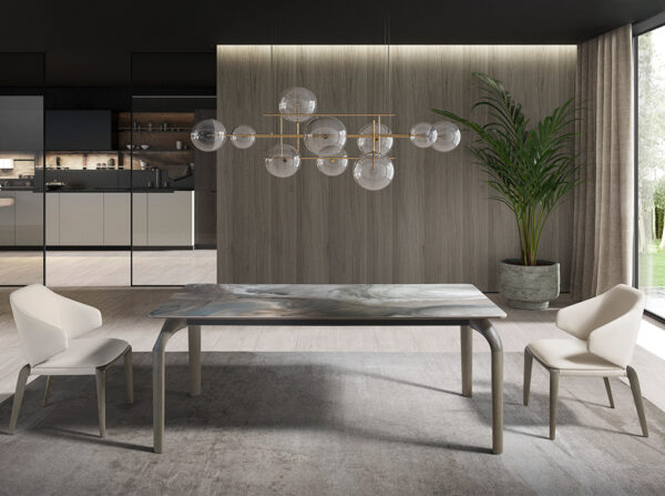 Masa dining maro/gri din lemn si portelan Windless - imagine 6